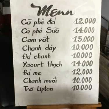 Thực đơn- Cafe Giang