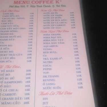 Thực đơn- Phố Đêm Cafe