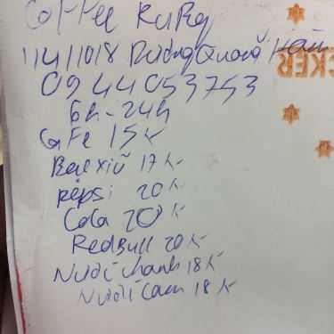 Thực đơn- Ruby Coffee - Dương Quảng Hàm