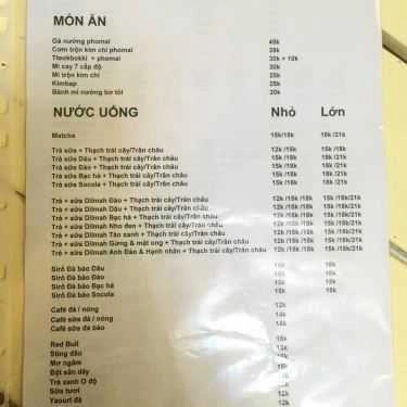 Thực đơn- Cafe & Ăn Vặt