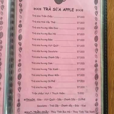 Thực đơn- Apple Cafe - Thống Nhất