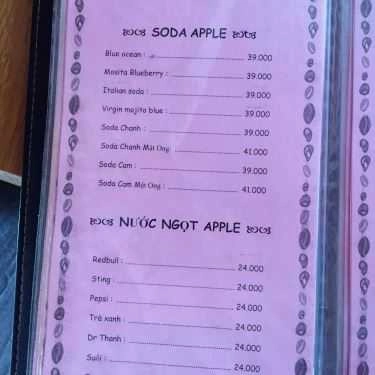 Thực đơn- Apple Cafe - Thống Nhất