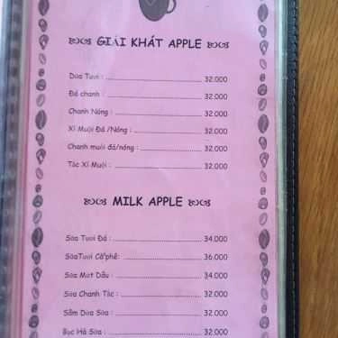 Thực đơn- Apple Cafe - Thống Nhất