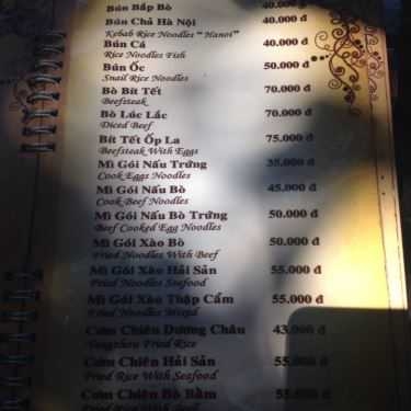 Thực đơn- Cafe Trịnh - Xuân Thủy
