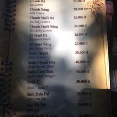 Thực đơn- Cafe Trịnh - Xuân Thủy