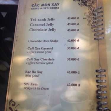 Thực đơn- Cafe Trịnh - Xuân Thủy