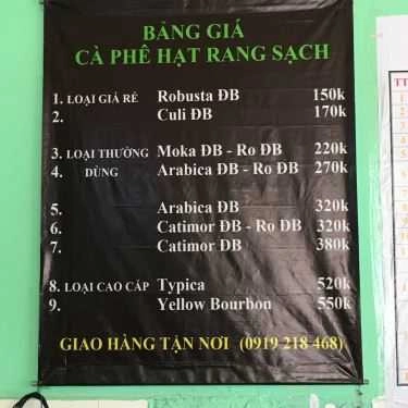 Thực đơn- Cafe Võng - Ý Lan
