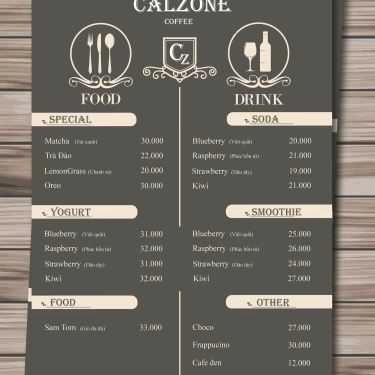 Thực đơn- Cafe Calzone Food & Drink