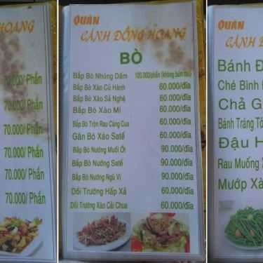 Thực đơn- Quán Nhậu Cánh Đồng Hoang - Gà Ta Bình Định