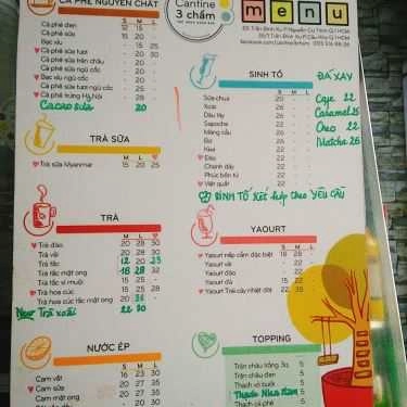 Thực đơn- Ăn vặt Cantine 3 Chấm - Trà Sữa & Bánh Mì Que