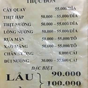Thực đơn- Quán Nhậu Nam Định Quán - Đặc Sản Cầy Tơ