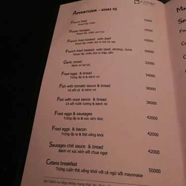 Thực đơn- Cetana Cafe