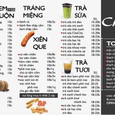 Thực đơn- Cafe ChaCha Tea & Food
