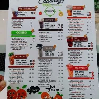Thực đơn- Cafe Chachago - Trà Sữa Đài Loan - Quốc Lộ 22