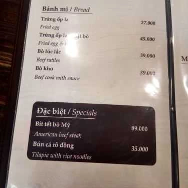 Thực đơn- The Chapel Coffee - Đường Số 1
