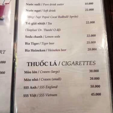 Thực đơn- The Chapel Coffee - Đường Số 1