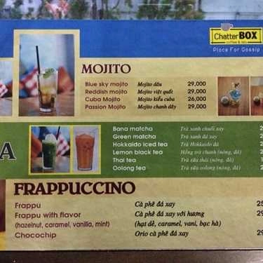 Thực đơn- Chatter Box Cafe - Hoàng Hoa Thám