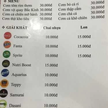 Thực đơn- Quán Ăn Chay Diệu Trúc