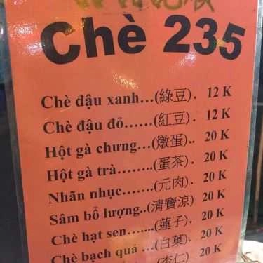 Thực đơn- Ăn vặt Chè 235 - Nguyễn Công Trứ