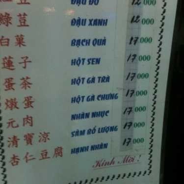 Thực đơn- Ăn vặt Chè 235 - Nguyễn Công Trứ