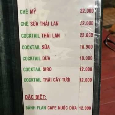 Thực đơn- Ăn vặt Chè Ba Cô Gái
