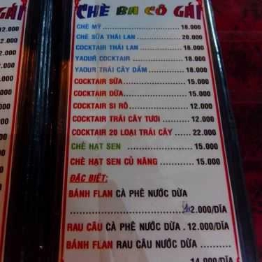 Thực đơn- Ăn vặt Chè Ba Cô Gái