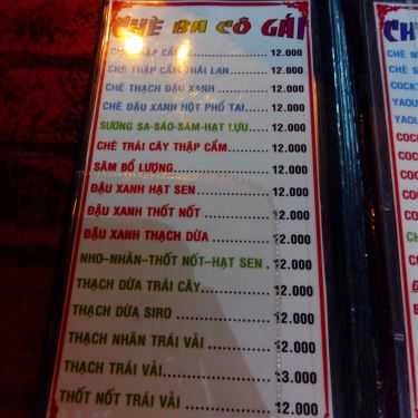 Thực đơn- Ăn vặt Chè Ba Cô Gái