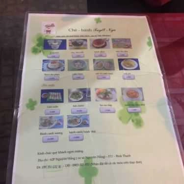 Thực đơn- Tiệm Bánh Chè Bánh Tuyết Nga - Nguyên Hồng
