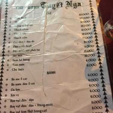 Thực đơn- Tiệm Bánh Chè Bánh Tuyết Nga - Nguyên Hồng