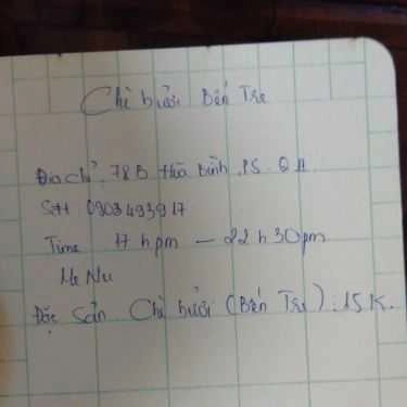 Thực đơn- Ăn vặt Chè Bưởi Bến Tre - Hòa Bình