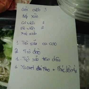 Thực đơn- Ăn vặt Chè H2T