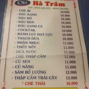 Thực đơn- Ăn vặt Chè Hà Trâm