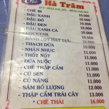 Thực đơn- Ăn vặt Chè Hà Trâm