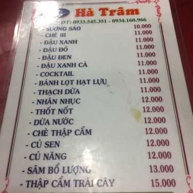 Thực đơn- Ăn vặt Chè Hà Trâm