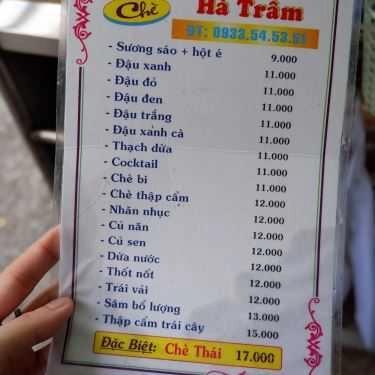 Thực đơn- Ăn vặt Chè Hà Trâm