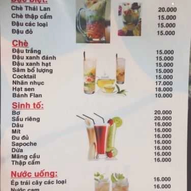Thực đơn- Ăn vặt Chè Hảo Hảo