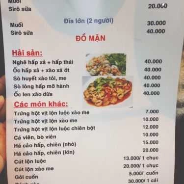Thực đơn- Ăn vặt Chè Hảo Hảo