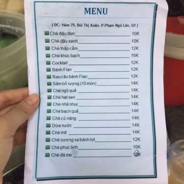 Thực đơn- Ăn vặt Chè Hẻm 79 - Chè Thập Cẩm & Sâm Bổ Lượng