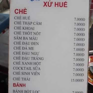 Thực đơn- Ăn vặt Chè Huế Bé Sa