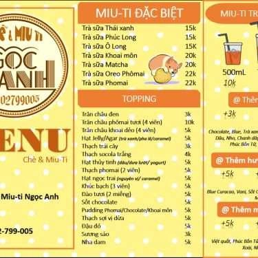 Thực đơn- Ăn vặt Ngọc Anh - Chè & Miu Ti