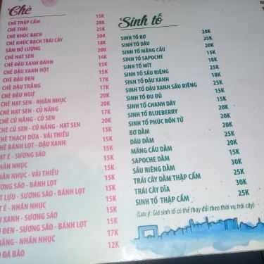 Thực đơn- Cafe Na & ỔI - Chè, Sâm Bổ Lượng & Trà Sữa