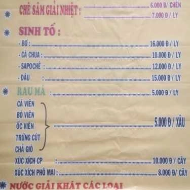 Thực đơn- Ăn vặt Chè Sâm Giải Nhiệt Bàu Cát