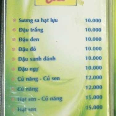 Thực đơn- Cafe Chè Thái Thảo Vy