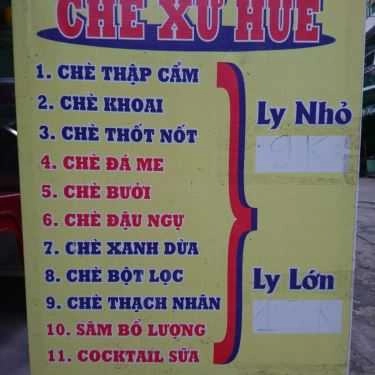 Thực đơn- Ăn vặt Chè Xứ Huế - Nguyễn Thiện Thuật