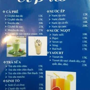 Thực đơn- Apus - Cafe & Trà Sữa