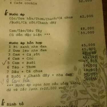 Thực đơn- Đã Từng Thấy Cafe