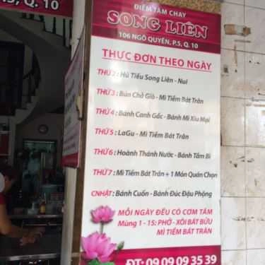 Thực đơn- Quán Ăn Điểm Tâm Chay Song Liên
