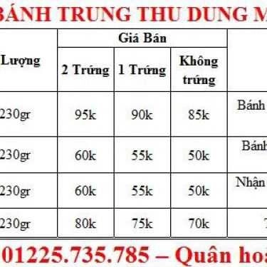 Thực đơn- Shop online Dung Homemade Cake Shop