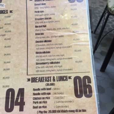 Thực đơn- Gạch Cafe - Hoa Mai