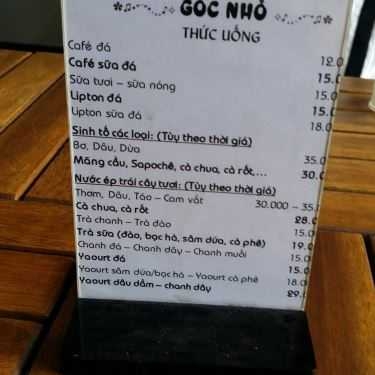 Thực đơn- Góc Nhỏ - Cafe & Điểm Tâm